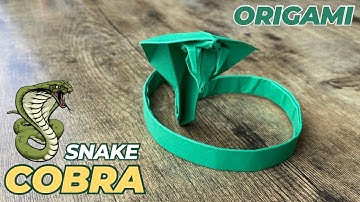 COOL ORIGAMI COBRA SNAKE PAPER TUTORIAL | DIY PAPER SNAKE COBRA KING ORIGAMI FOLDING | SNAKE CRAFTS