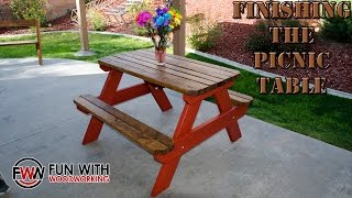 We are hosting a baby shower next weekend so my wife asked me to finish the 4 ft picnic table that I made for Thanksgiving. Free 