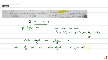 The sum of numbers formed by taking all the digits `2,4,6,8` is