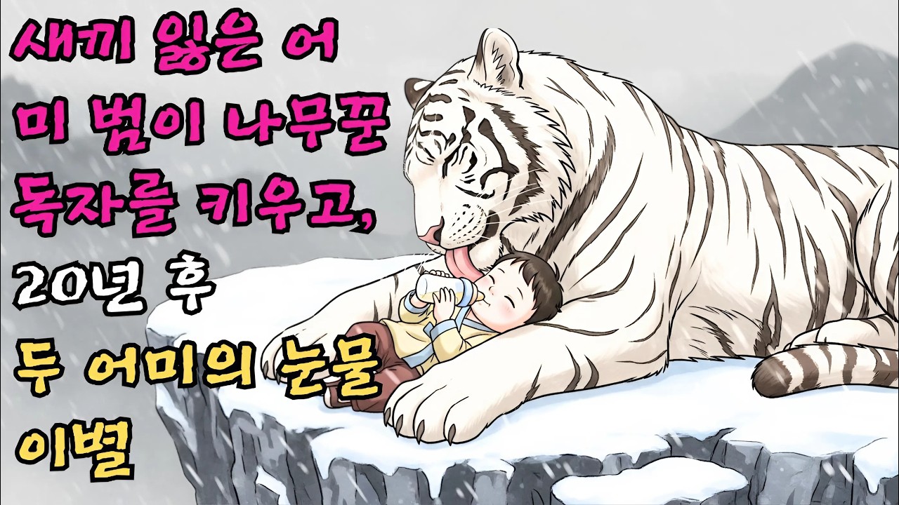 새끼 잃은 어미 범이 나무꾼의 독자를 납치해 제 자식처럼 키우고, 20년 후 짐승 어미와 친어머니가 마주하며 벌어진 눈물바다 이별식.#야담 #민담 #전설 #설화