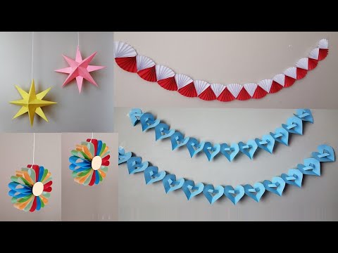 🥳🎂 Kağıttan 4 Kolay Parti Süsü Yapımı /Easy Birthday Decoration Ideas