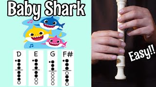 BABY SHARK - Recorder Tutorial - Cover with notes and finger chart (EASY For Beginners)