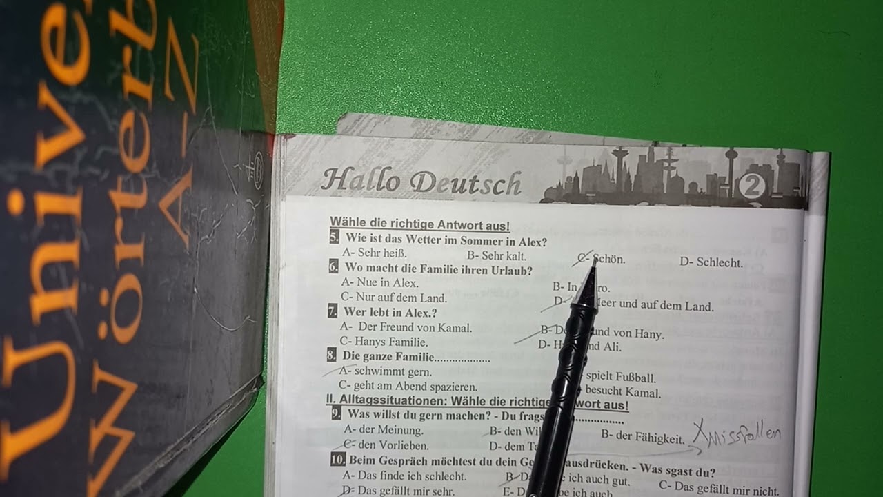 حل الاختبار 6 تانيه ثانوي ترم اول كتاب Hallo Deutsch