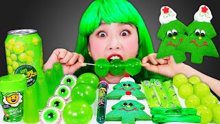 ASMR Green dessert food Mukbang 초록색 디저트 눈알젤리 먹방 JiniYum 지니얌