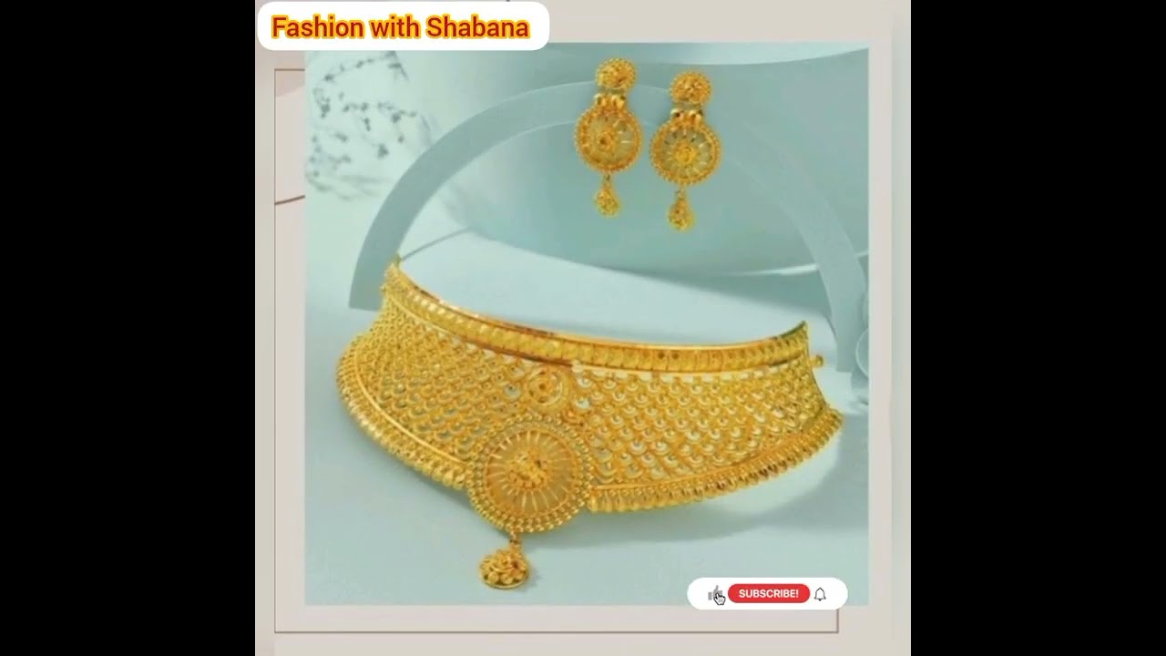 Bridal 2 Tola Gold Necklace Set With Earrings _Most Stylish Beautiful Gold Neck set designs