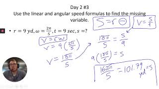 Trig - Section 3.4 - Linear and Angular Speed - Day 2