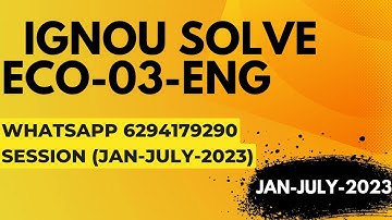 eco-3 solved assignment 2022-23 / eco-3solved assignment 2023 in english/ ignou eco-3