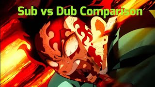 Demon Slayer- Tanjiro Awakens his Demon Slayer Mark Sub vs Dub Comparison Resimi