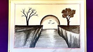 how to draw landscapes for beginners  || moonlight drawing