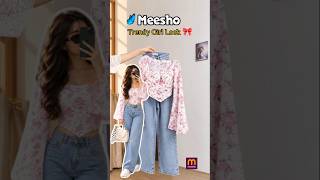 Trendy Girl Look 💗✨ | Cute Floral Top + Denim Jeans 👖🌸 #Shorts #youtubeshorts #meeshohaul