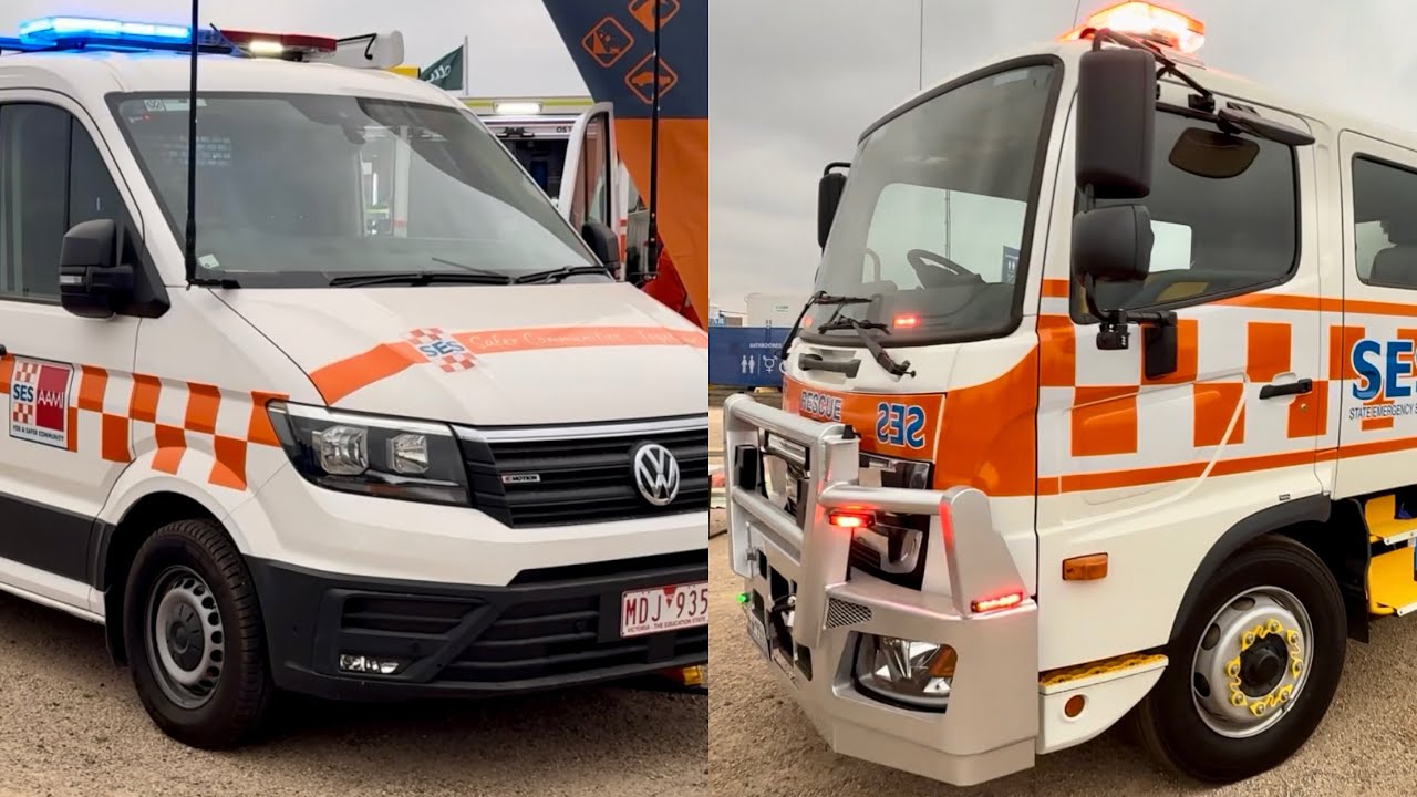 VIC SES Rescue Truck and Driver Reviver Van At Avalon Airshow.