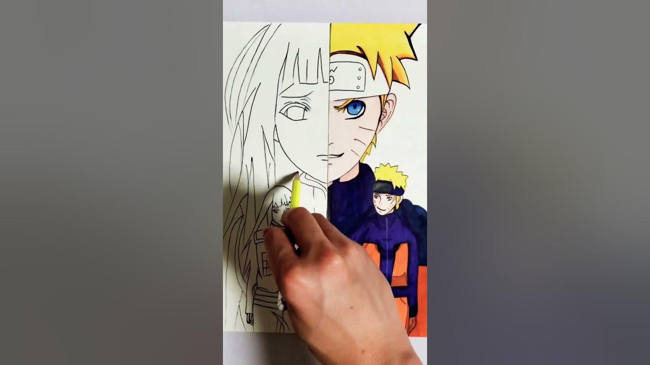 Speed drawing - Naruto, Hinata, Boruto, Himawari (Família Naruto) 