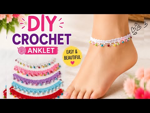 Trending Crochet Payal Tutorial🌸| Beautiful Beaded Anklet | Easy Crochet Payal