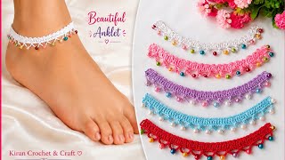 🔥Trending Crochet Anklet Tutorial🌸| Beautiful Beaded Anklet | Easy Crochet Anklet