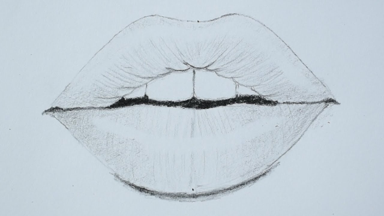 Easy Pictures To Draw For Beginners : How to draw lips using pencil for beg...