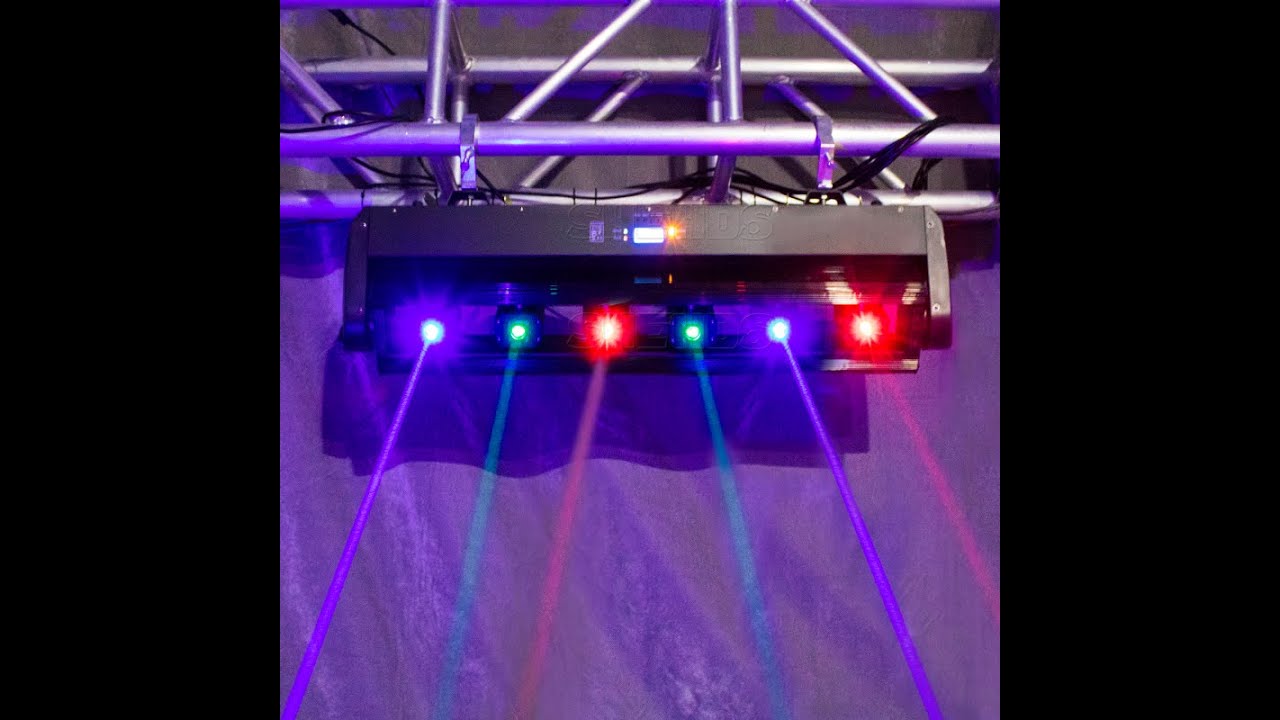 JML 5 Head RGB Full Color Moving Laser Bar Light with 16pcs Warm White Leds 