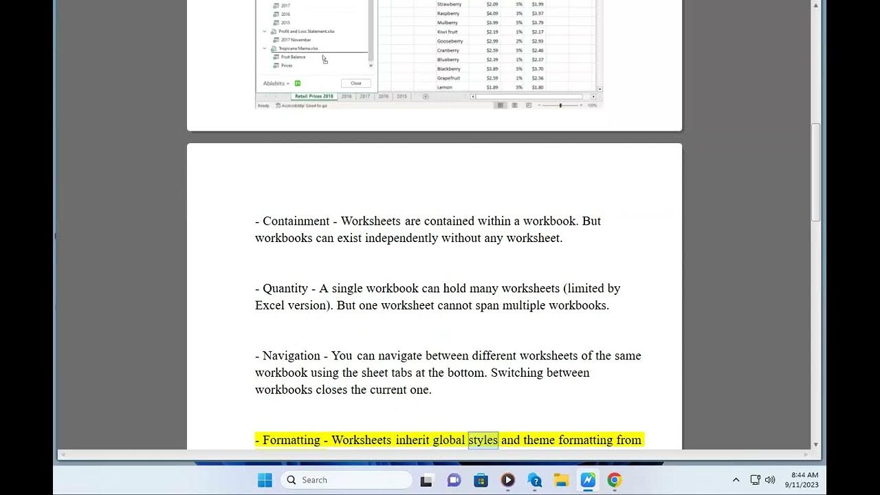 Differences between Worksheets and Workbooks in Microsoft Excel YouTube