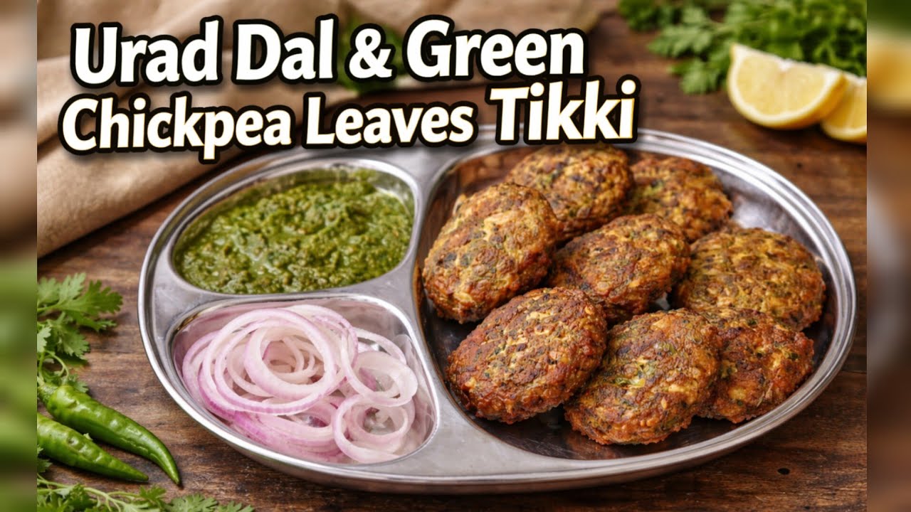 Urad Dal & Green Chickpea Leaves Tikki | Healthy Snacks Recipe