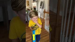 Boy uses Nerf and shoots ball to pull out tooth