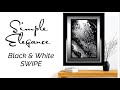 Simply elegant black  white acrylic pour swipe  equisite lacing abstract acrylic painting 210