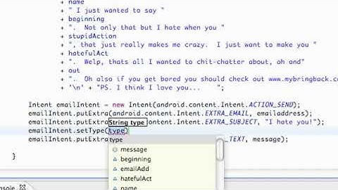 Android Application Development Tutorial   37   PutExtra method for an Email Intent   YouTube