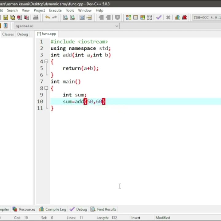 Adding two numbers in c++ using function // Programming language Basic ...