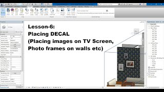 Lesson 6: Placing Decal in Revit Architecture : Placing images in TV, photo frames on walls etc.