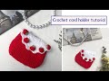 How to crochet strawberry card holder tutorial- beginner friendly