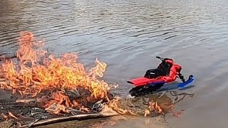 RC SNOWMOBILE ALPHA 6 & 4X4 ARRMA TALION 6S ON WATER.