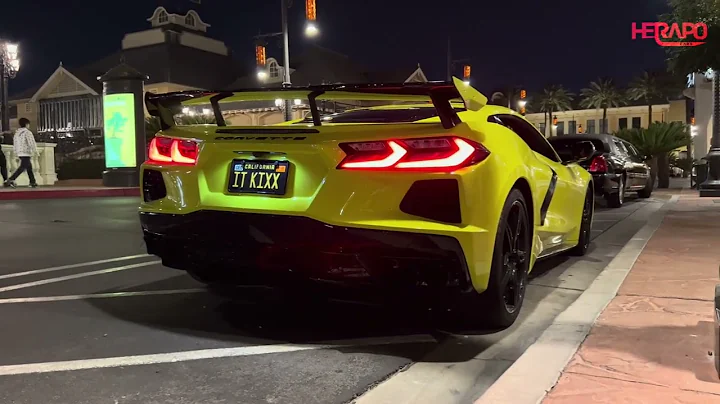 Corvette C8 Borla Exhaust start Up and revs Town square Las Vegas