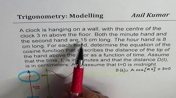 Clock 3 m on wall with 15 cm and 8 cm minute and hour hands Model Cosine Function