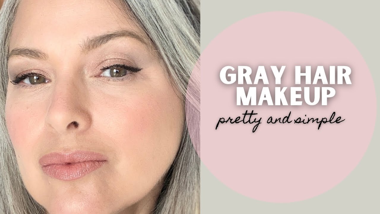 MY EVERYDAY MAKEUP FOR GREY HAIR AND OLIVE SKIN 💄 - morning skin routine  and quick and easy makeup - YouTube