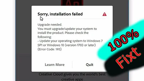 sorry installation failed. upgrade needed. (version 1703 or later) (error code:195)adobe animate cc