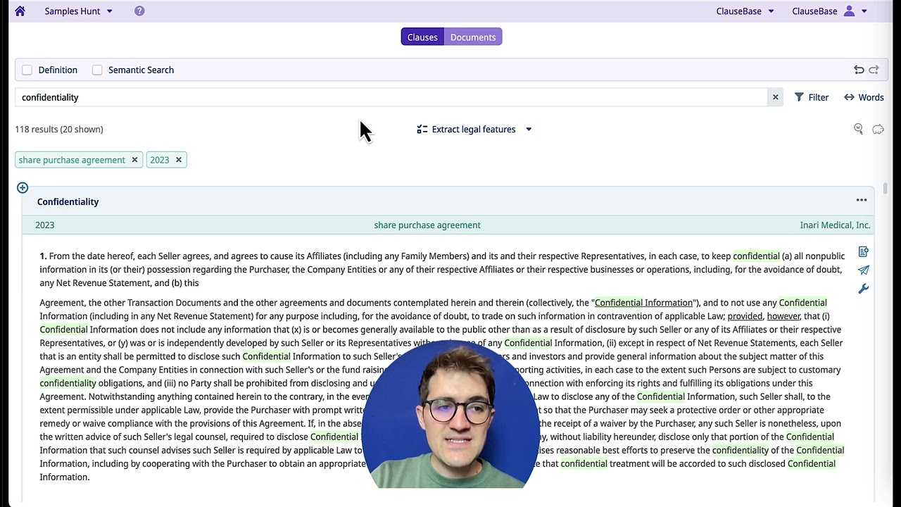 Extracting legal features from clauses