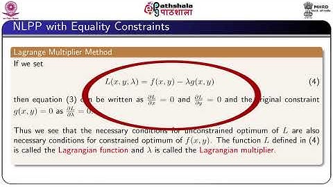 M-33. NLPP with Equality Constraints: Lagrange Multiplier Method