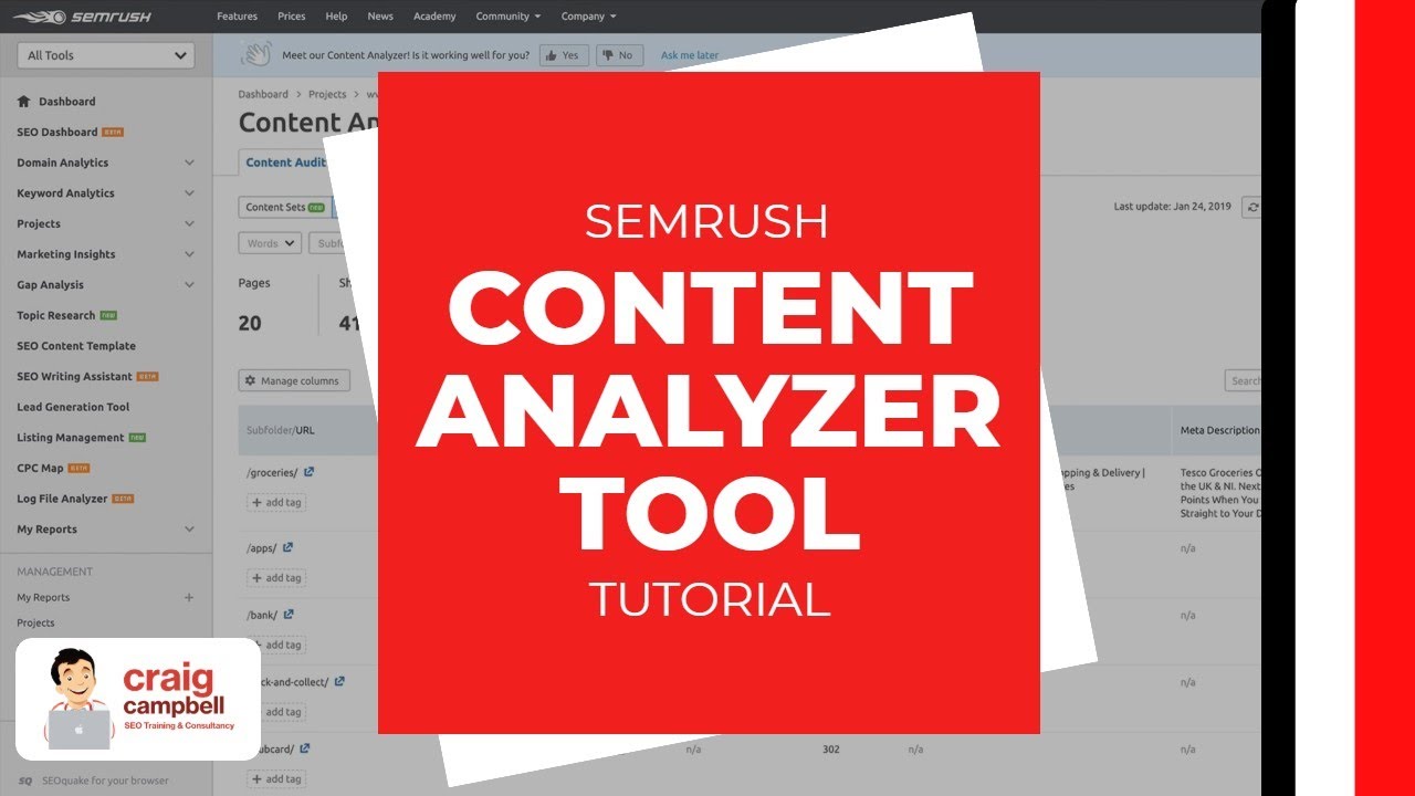 Update SEMRush Content Analyzer Tool Tutorial, How to use SEMRush Content Analyser