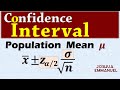 Confidence Interval for a population mean - σ known