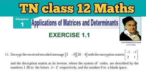 TN 12 Maths Exercise 1.1 Q.No.15 Applications of Matrices and Determinants