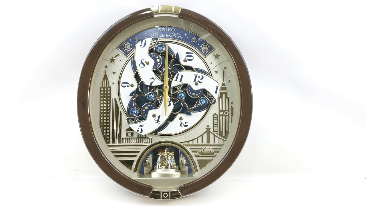 2019 Seiko Melodies in Motion Wall Clock Running Swarovski Crystals