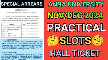 Anna University Practical Slots & Special Arrears Hall Ticket Download 😲 | Engineering Practical |AU