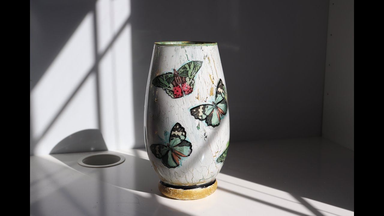 Decoupage Vase Art with Crackle Medium YouTube