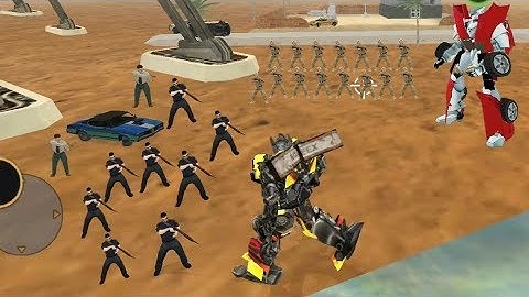 Vegas Crime Simulator - (Transformer Attack Car Robots) Auto Boat & Car Robot between Fight - HD