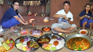 Our Dinner Food: Buff Curry Recipe & Rice with Achar Nepali Style Cooking in Village