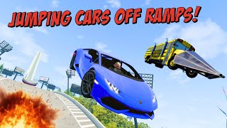 Jumping Cars Off Ramps! (BeamNG Drive)