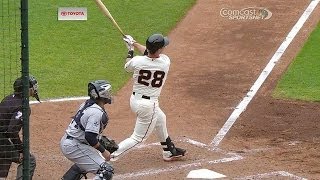 Posey drives in two runs on a double to center