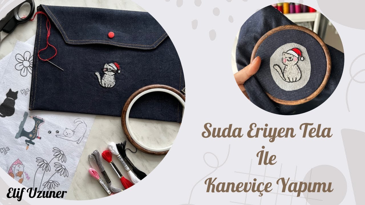 SUDA ERİYEN TELA İLE İSTEDİĞİMİZ DESENİ KANEVİÇE\ NAKIŞ YAPIYORUZ| Elif Uzuner