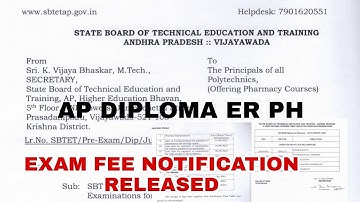 AP DIPLOMA PHARMACY EXAM  FEE NOTIFICATION | ER TIME TABLE RELEASED