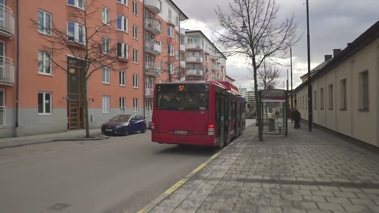 Sweden, Stockholm, bus 57 ride from Barnängen to Sveaplan + walk