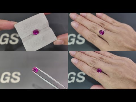 Unheated pink sapphire cushion cut 1.52 carats, Madagascar Video  № 1
