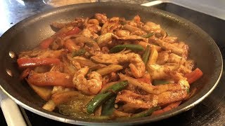 Riquisimas Fajitas Mixteadas! Pollo y Camaron!